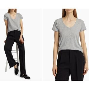 NWT ATM Anthony Thomas Melillo Pima Cotton V-Neck T-Shirt in heather grey sz. S